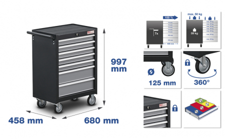 Dulap de scule cu 7 sertare echipat cu 263 piese BGS 4062 [1]