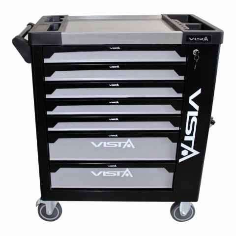 V-T250E Dulap profesional echipat cu scule 7 sertare 256 piese cu blat din otel + sertar lateral [2]