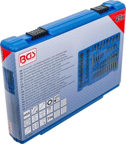 Extractor suruburi si piulite cu set burghie pe stanga, 2 - 18 mm, 49 piese, BGS 70329 [5]