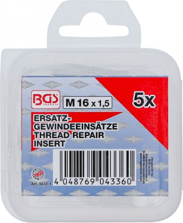 Insertii Helicoil pentru reparatii filete M16x1.5, 5 piese, BGS 9432-1 [2]