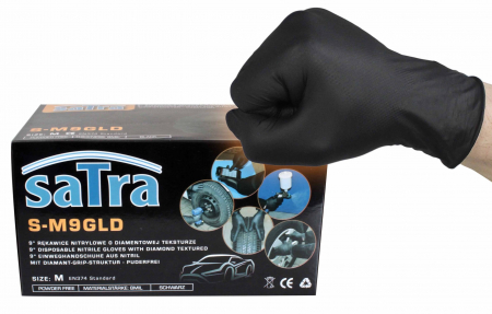 S-M9GLD Manusi mecanic auto nitril negru textura diamantata 100 buc marime M. [1]