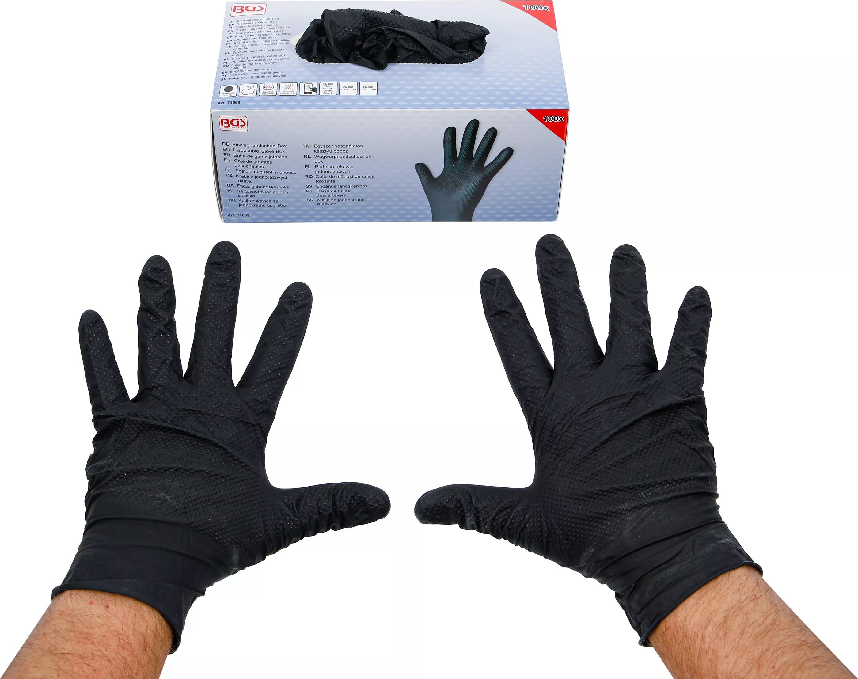 74669 - Manusi nitril de unica folosinta, Extra Grip, L – 100 bucati, BGS 74669 [4]