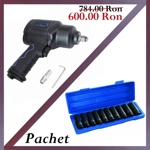 Scule pneumatice - S-CO1500P-914010P-1 Pachet pistol pneumatic de impact 1/2, 1500 NM cu trusa tubulare lungi de impact, actionare 1/2", 10 piese