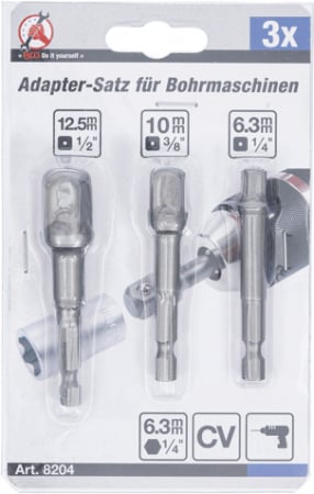 Set adaptoare de la antrenare 1/4" la 1/4" - 3/8" - 1/2", 3 piese BGS 8204 [1]