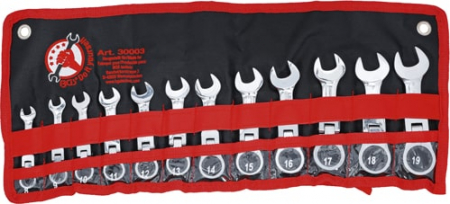 Set chei combinate cu clichet ajustabile, extra scurte 8-19 mm, 12 piese BGS 30003 [3]