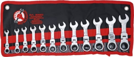 Chei cu clichet, fixe, speciale - Set chei combinate cu clichet ajustabile, extra scurte 8-19 mm, 12 piese BGS 30003