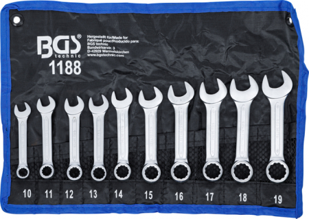 Chei cu clichet, fixe, speciale - Set chei combinate, extra scurte, 10-19 mm, 10 piese BGS 1188