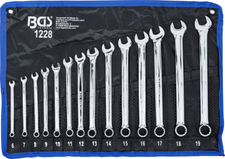 Chei cu clichet, fixe, speciale - Set chei combinate extra lungi 6-19 mm, 14 piese BGS 1228