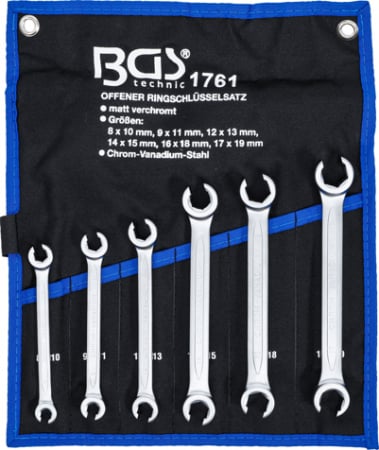 Chei cu clichet, fixe, speciale - Set chei inelare pentru conducte, 8 x 10 - 17 x 19 mm, 6 piese BGS 1761