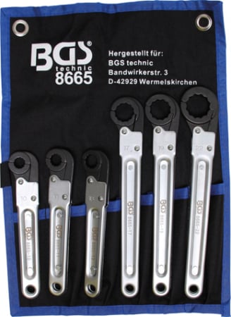 Chei cu clichet, fixe, speciale - Set chei cu clichet pentru conducte, 6 piese BGS 8665
