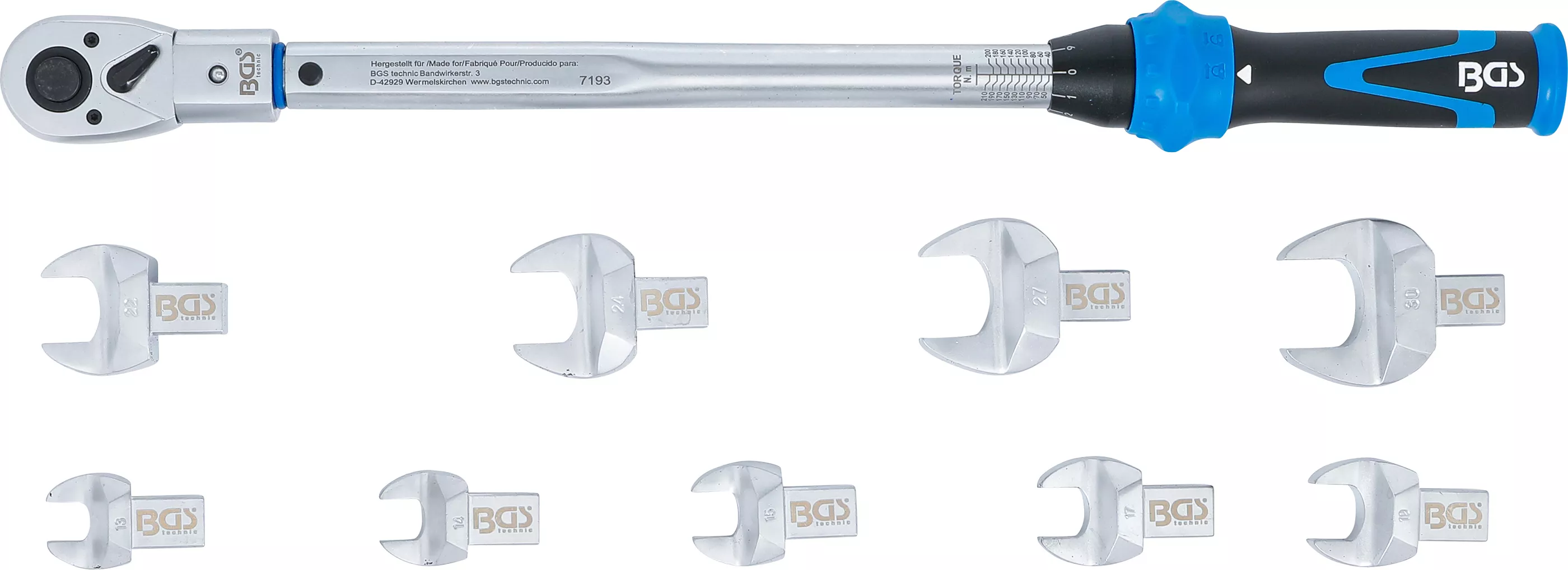 Set chei dinamometrice pentru capete ataşabile 14 x 18 mm 40 - 210 Nm 11 piese, BGS 7193 [2]