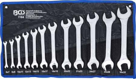 Chei cu clichet, fixe, speciale - Set chei fixe 6x7 - 30x32 mm, 12 piese BGS 1184