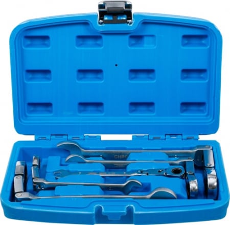 Chei cu clichet, fixe, speciale - Set chei fixe cu inel clichet dublu articulate, 8 - 19 mm, 5 piese BGS 6181
