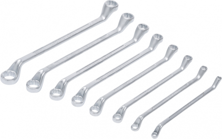 Chei cu clichet, fixe, speciale - Set chei inelare cu cot 6 x 7 mm - 20 x 22 mm, 8 piese BGS 1213