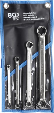 Chei cu clichet, fixe, speciale - Set chei inelare duble cu capete profil E, E6xE8 - E20xE24, 4 piese BGS 2264