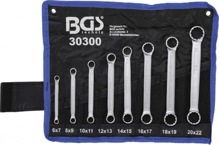 Chei cu clichet, fixe, speciale - Set chei inelare, extra plate, 6-22 mm, 8 piese BGS 30300
