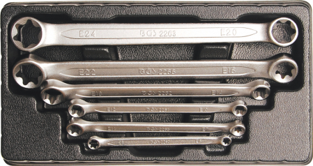 Chei cu clichet, fixe, speciale - Set chei inelare profil E, E6xE8 - E20xE24, 6 piese BGS 2268