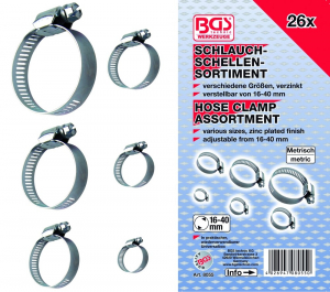 Consumabile - Set coliere furtun, 26 piese BGS 8055