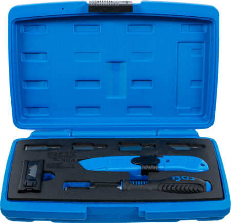 Instrumente de Taiat, Lipit - Set cutter si razuitor cu lame de rezerva, 27 piese BGS 364