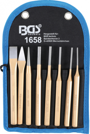 Scule de mana - Set dornuri, dalti si punctator, lungime 150 mm, 8 piese BGS 1658