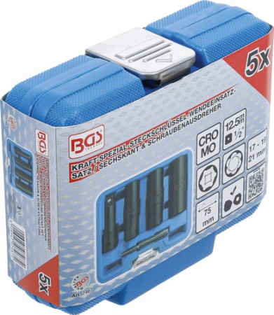 Set extractoare prezoane de roti 17 - 19 - 21 mm, antrenare 12,5 mm (1/2"), 3 piese, BGS 7467 [6]