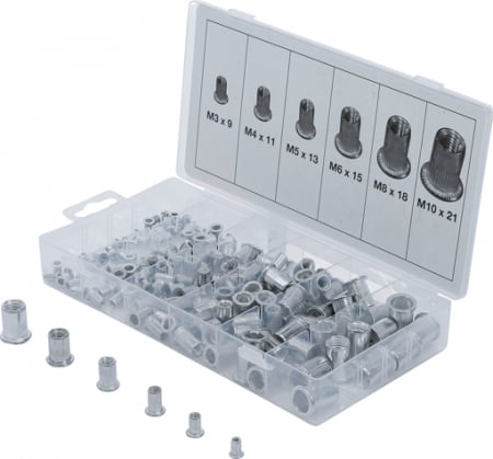 Consumabile - Set piulite-nit din aluminiu M3-M10, 150 piese BGS 14127