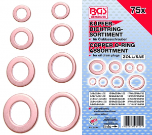 Temporar - Set saibe din cupru pentru busoane de ulei, 75buc BGS8144