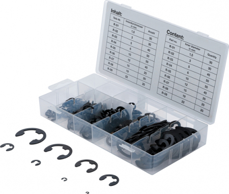 Consumabile - Set inele de siguranta tip E, 1,5-22 mm, 300 piese BGS 8039