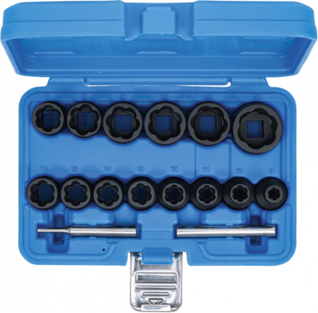 Set tubulare extractoare de suruburi si piulite deteriorate, 8-27 mm, actionare 1/2", 16 piese BGS 5269 [3]