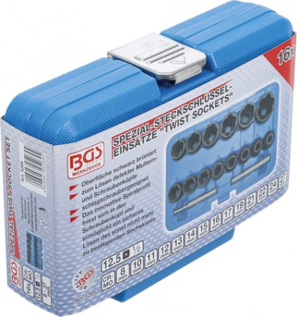 Set tubulare extractoare de suruburi si piulite deteriorate, 8-27 mm, actionare 1/2", 16 piese BGS 5269 [5]