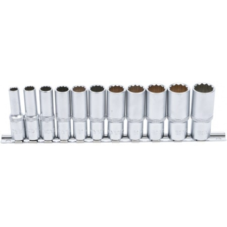 Tubulare - Set tubulare 8 - 19 mm, 12 puncte, actionare 3/8”, 11 piese BGS 5252