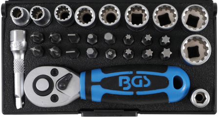 Truse si seturi - Set chei tubulare, actionare 1/4”, 28 piese BGS 2143