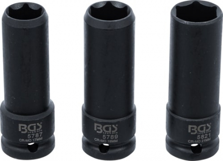 Set tubulare speciale de impact 17 / 19 / 21 mm, antrtenare 1/2", 3 piese, BGS 80003 [2]