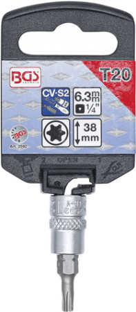 Bit torx T20 in tubulara cu prindere de 1/4”, lungime 38 mm, BGS 2592 [1]