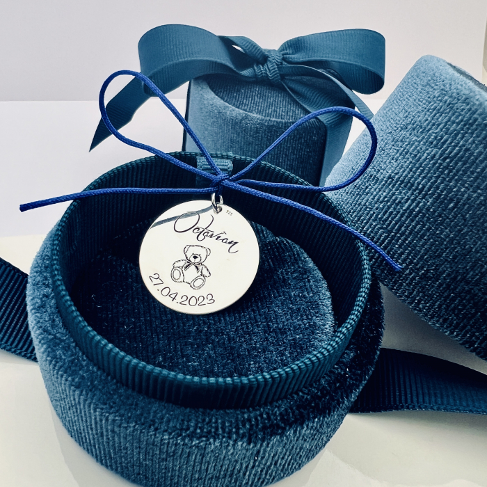 Banut argint botez sau mot personalizat - nume, data, mesaj [3]