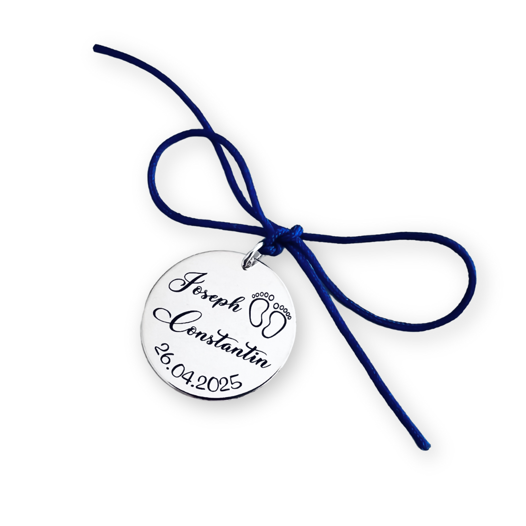 Bănuț moț din Argint Personalizat cu Simbol Tălpițe [2]