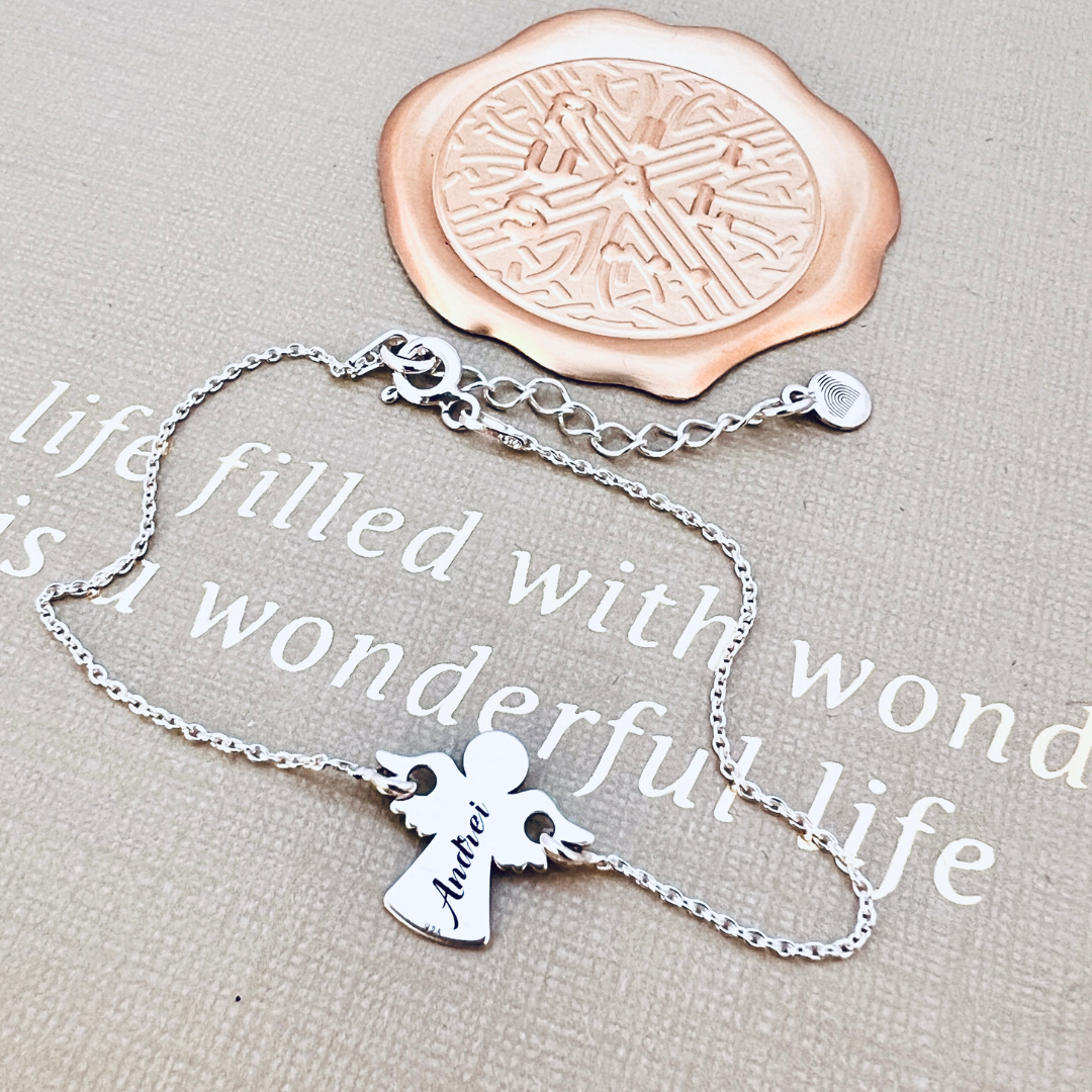 Bratara argint, gravata pandantiv ingeras -  Nume sau simbol [2]