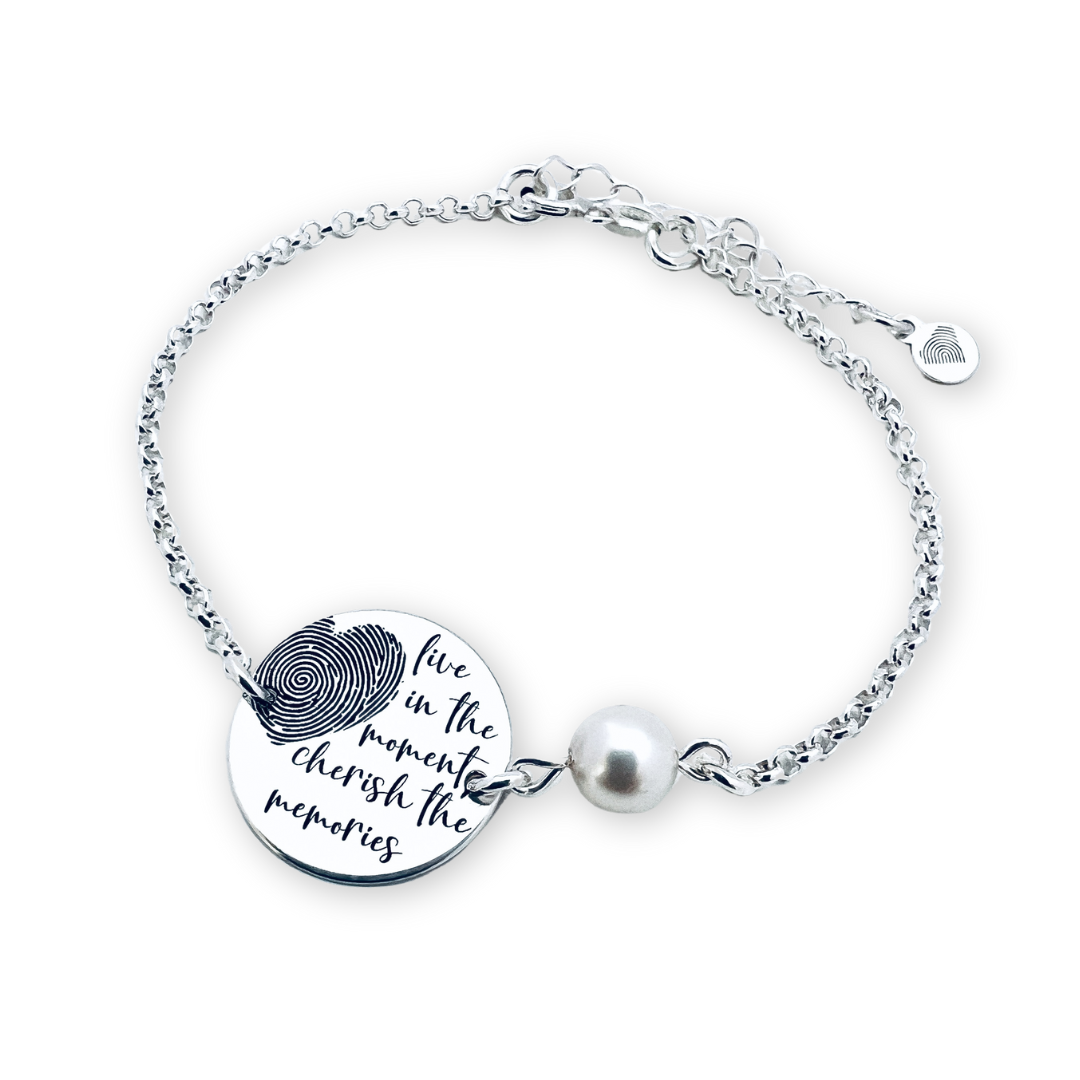 Bratara argint personalizata banut si perla - Live in the Moments [2]