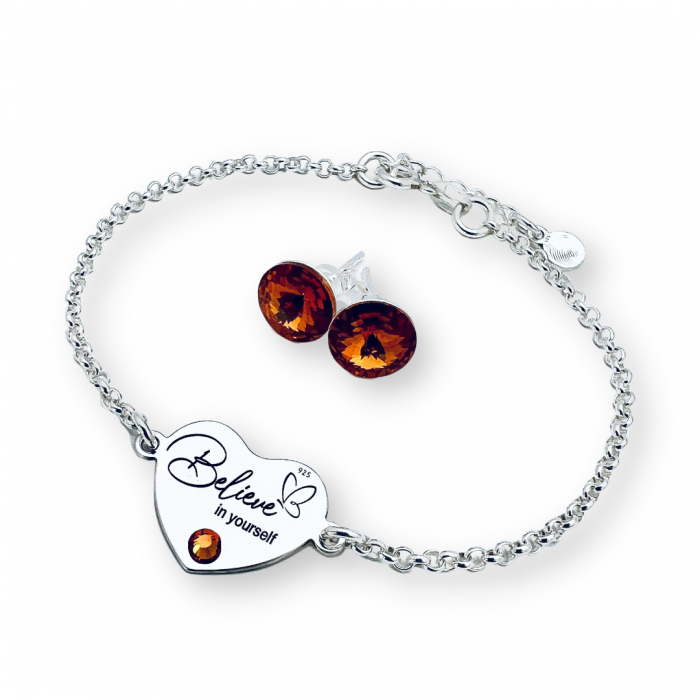 Bratara argint personalizata inima si cristal Swarovski [2]