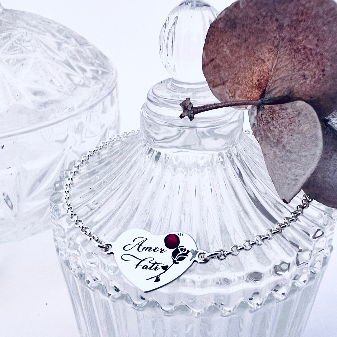 Bratara argint personalizata inima si cristal - Amor Fati [2]
