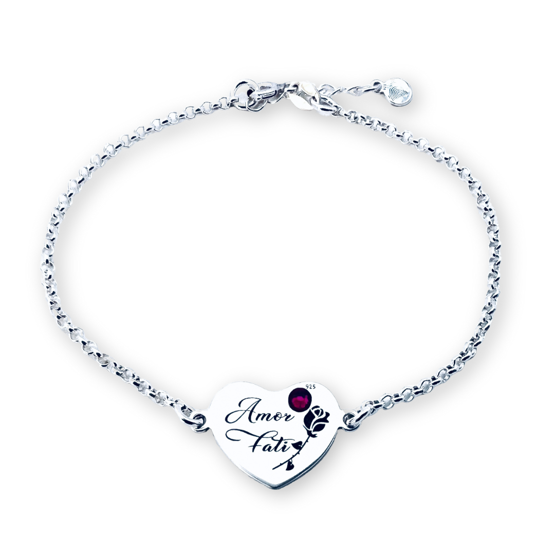 Bratara argint personalizata inima si cristal - Amor Fati [3]