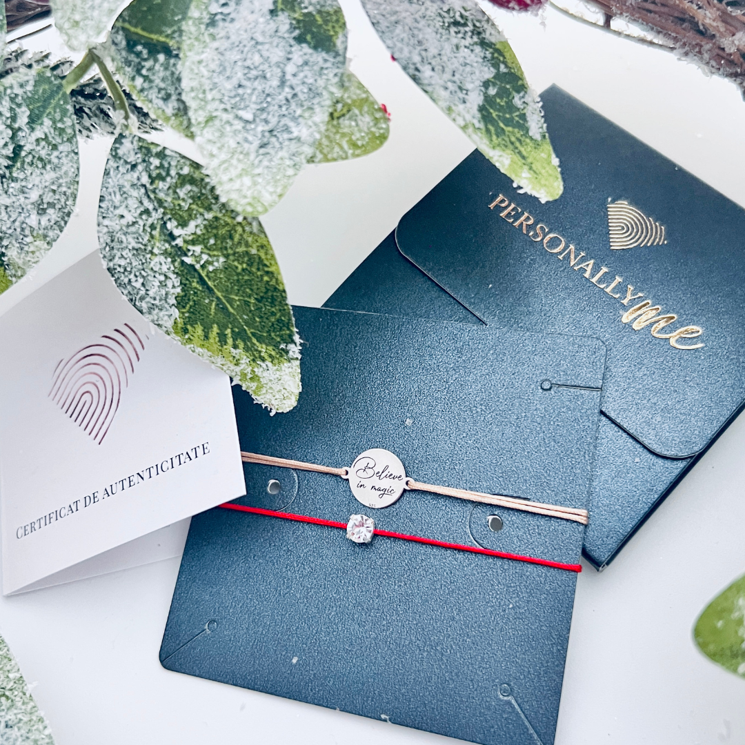Brățară argint, personalizată șnur reglabil - Believe in Magic [3]