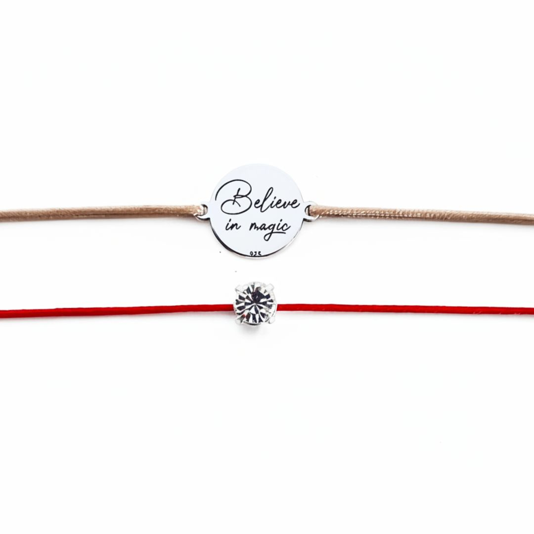 Brățară argint, personalizată șnur reglabil - Believe in Magic [2]