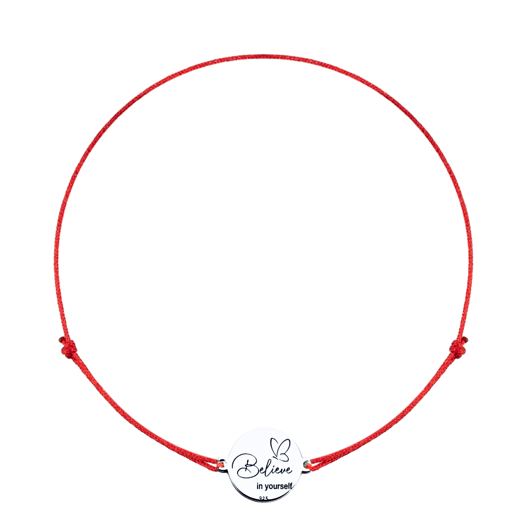 Brățară personalizată argint șnur reglabil – Believe in Yourself [3]
