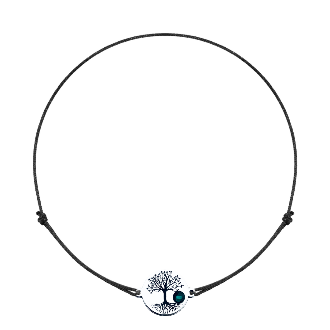 Bratara argint, personalizata snur reglabil - Copacul vietii si Cristal [2]