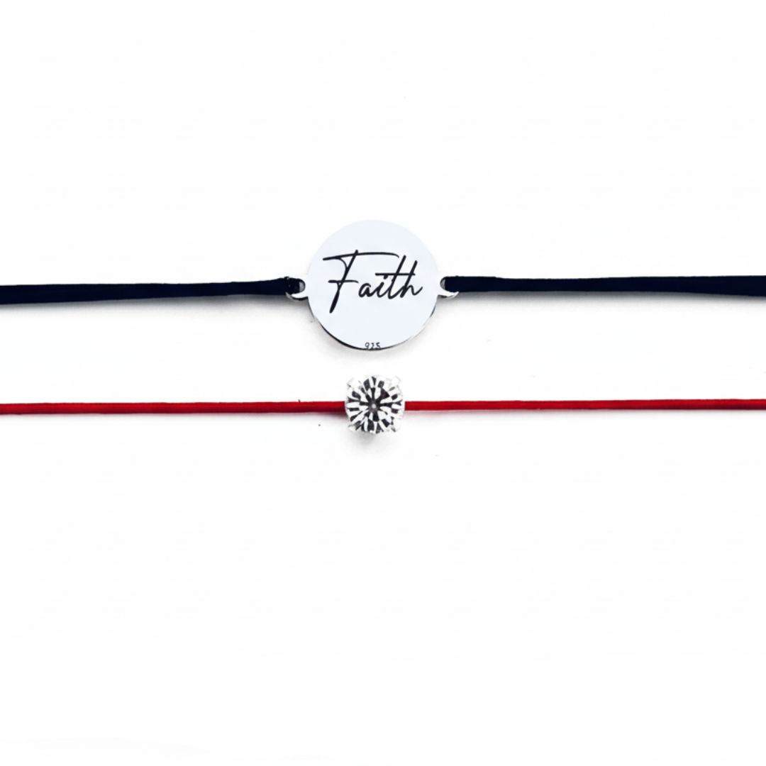 Brățară argint, personalizată șnur reglabil - Faith [2]