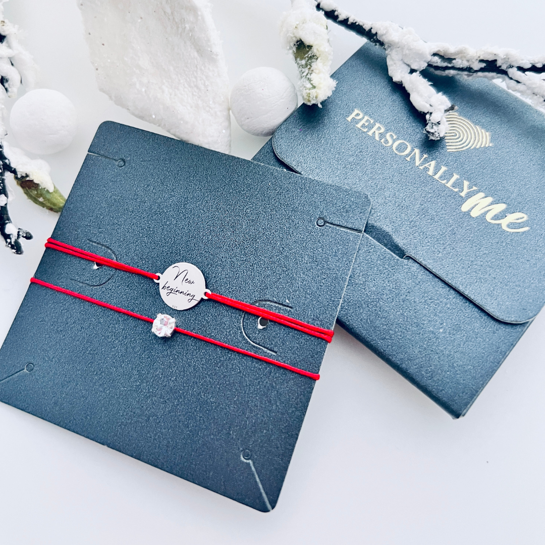 Brățară argint, personalizată șnur reglabil - New Beginning [3]