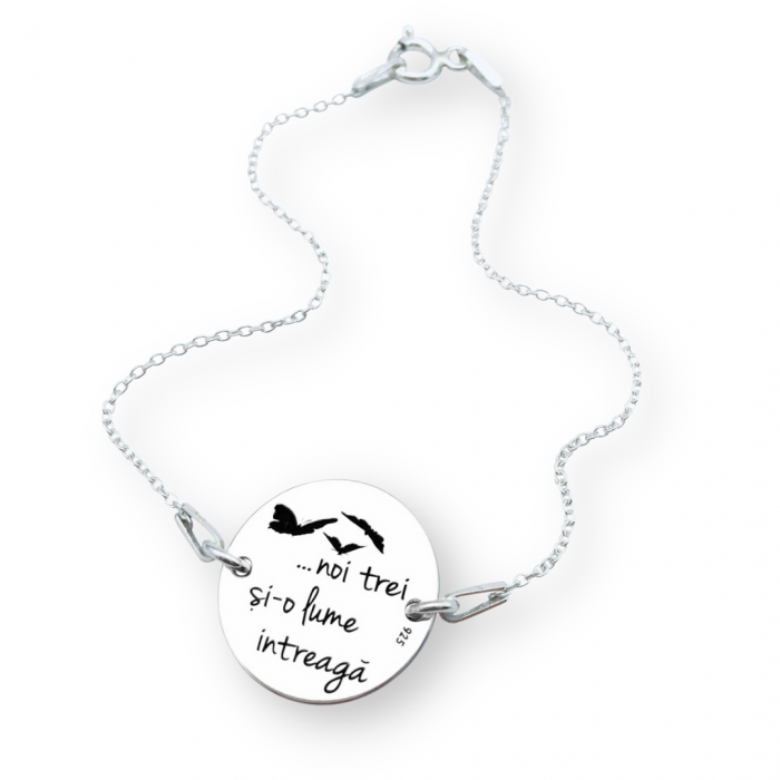 Bratara personalizata argint - banut gravat Siluete Copii [2]
