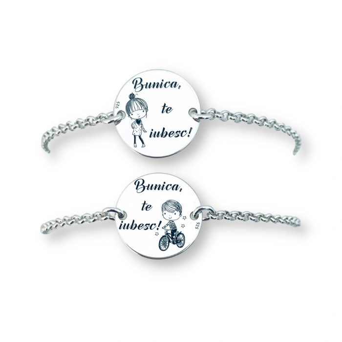 Bratara cu banut argint gravata simbol fetita cadou pentru Bunica [3]