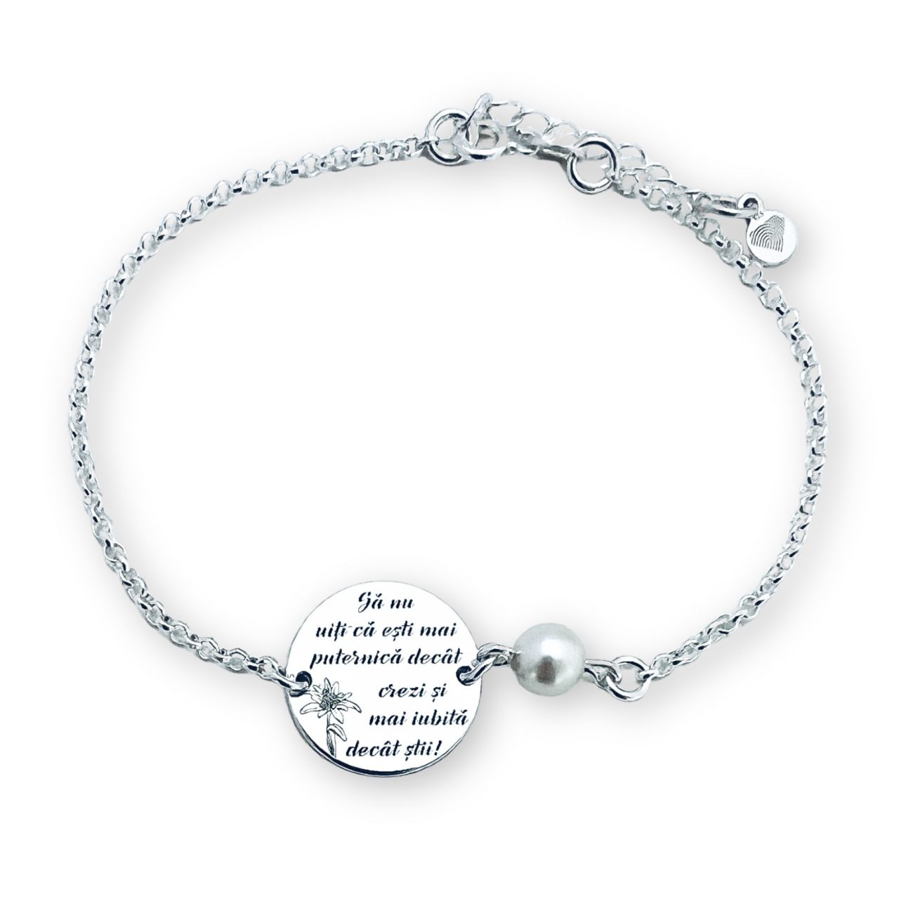 Bratara personalizata argint banut si perla - Sa nu uiti... [2]